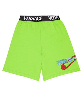 Short brodé en coton à logo | Versace Kids