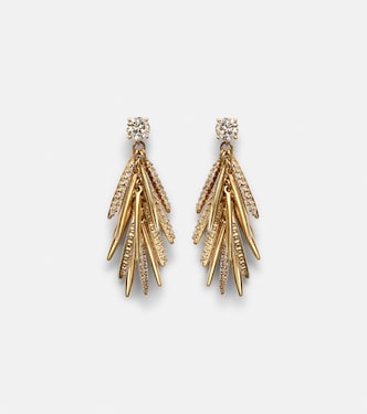 Orecchini Grass Sunshine Drop in oro giallo 18kt con diamanti | Ileana Makri