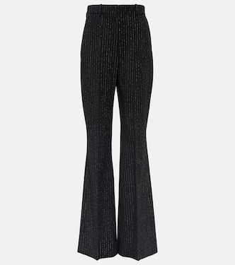 Pantalon évasé rayé en laine mélangée | Balmain