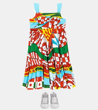 Abito in popeline di cotone con stampa | Dolce&Gabbana Kids
