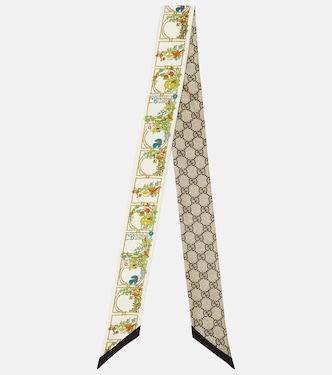 Foulard in twill di seta con stampa | Gucci