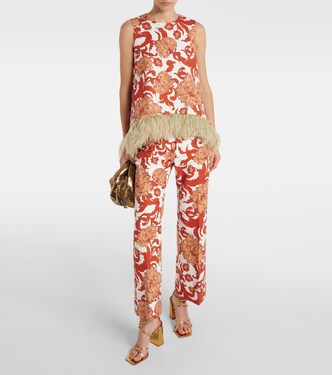 La Scala feather-trimmed cotton-blend top | La DoubleJ