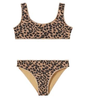 Lumière leopard-print lamé bikini | Oséree Kids
