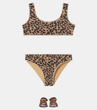 Lumière leopard-print lamé bikini | Oséree Kids