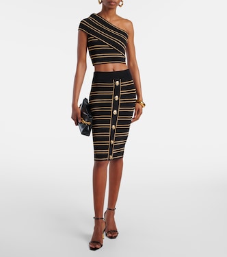 Ribbed-knit striped miniskirt | Balmain