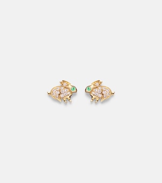 Bunny 18kt gold earrings with diamonds and emeralds | Anita Ko