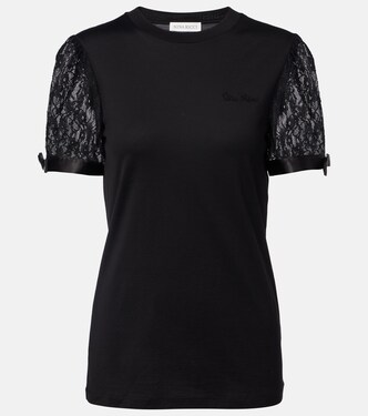 Lace-trimmed cotton jersey T-shirt | Nina Ricci