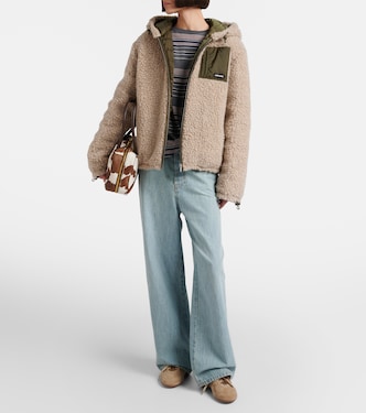 Wool-blend teddy down jacket | Miu Miu