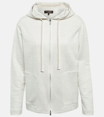 Zip-up linen jersey hoodie | Loro Piana