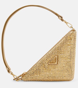 Schultertasche Triangle Mini aus Satin | Prada