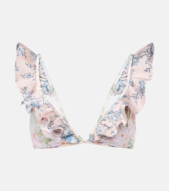 Top bikini Halliday con volant e stampa | Zimmermann