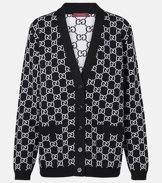 Cardigan in jaquard GG di misto lana | Gucci