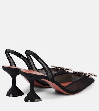 Pumps slingback Begum 70 in mesh con cristalli | Amina Muaddi