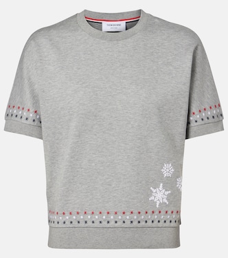 Embroidered cotton jersey T-shirt | Thom Browne