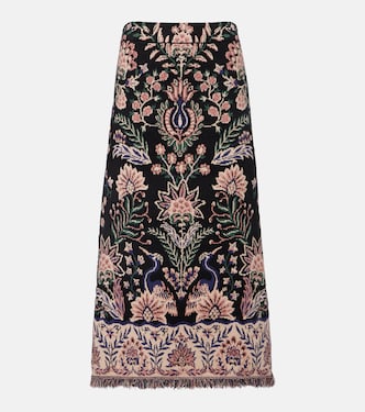Marvelous Garden fringed high-rise midi skirt | Farm Rio