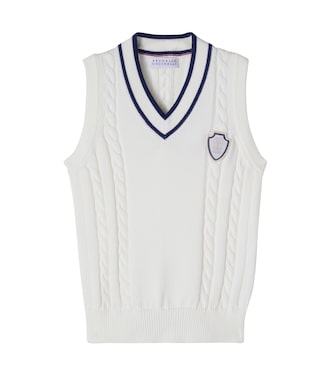 Cable-knit cotton vest | Brunello Cucinelli Kids