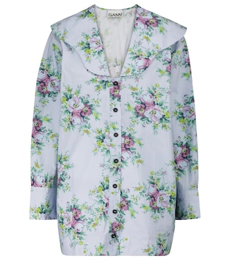 Floral cotton poplin blouse | Ganni