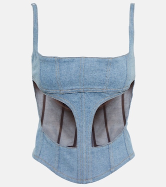Top aus Denim und Mesh | Mugler