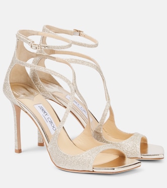 Azia 95 glitter-embellished sandals | Jimmy Choo