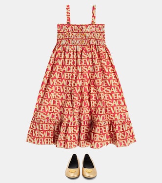Bedrucktes Kleid aus Baumwollpopeline | Versace Kids