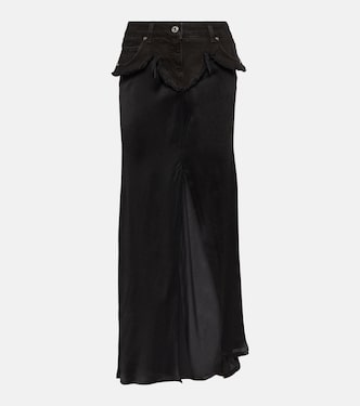 تنورة طويلة من الساتان مقلّمة بالدنيم | Blumarine