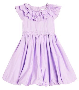 Ruffle-trimmed cotton dress | Monnalisa