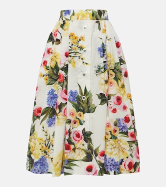 Bedruckter Midirock aus Baumwollpopeline | Dolce&Gabbana