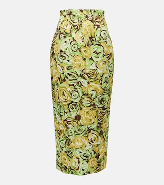 Gonna a tubino Lorelei in twill a fiori | Emilia Wickstead