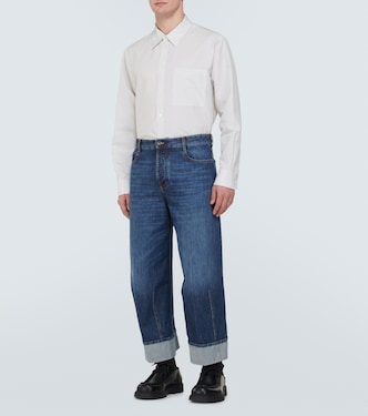 Camicia in cotone e lino a quadri | Bottega Veneta