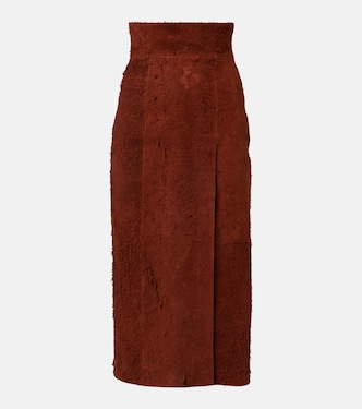 High-Rise-Midirock aus Veloursleder | McQueen