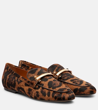 Leopard-print calf hair loafers | Tod's