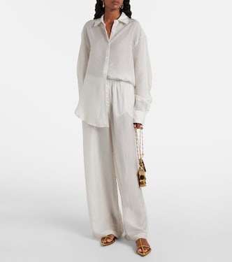 Brenna sheer striped wide-leg pants | The Frankie Shop