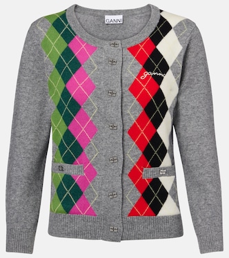 Argyle wool and cashmere cardigan | Ganni