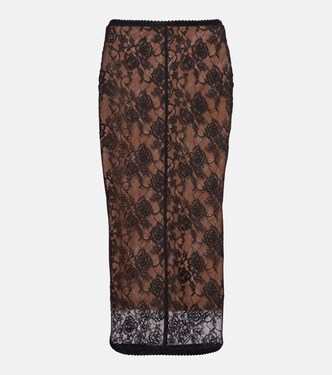 Sheer lace midi skirt | Self-Portrait