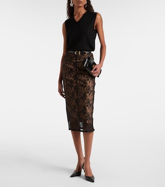 Sheer lace midi skirt | Self-Portrait
