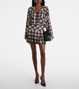 Checked pleated miniskirt | Norma Kamali