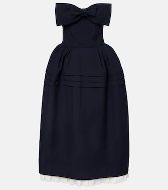 Bow-detail wool and silk midi dress  | Shushu/Tong