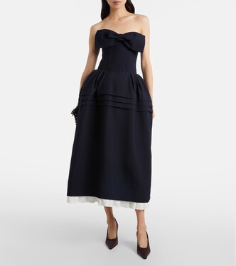 Bow-detail wool and silk midi dress  | Shushu/Tong
