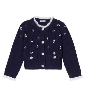Embellished ribbed-knit cardigan | Self-Portrait Kids