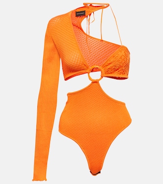 Legato asymmetrical cotton-blend bodysuit | Roberta Einer
