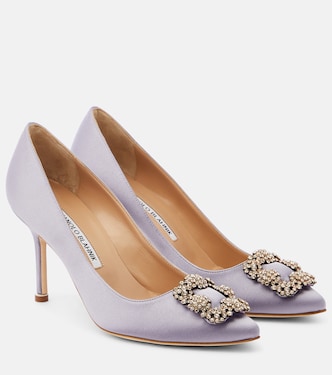 Pumps Hangisi 90 aus Satin mit Kristallen | Manolo Blahnik