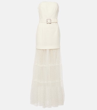 Robe longue de mariée Mirabella en tulle et crêpe | Rebecca Vallance