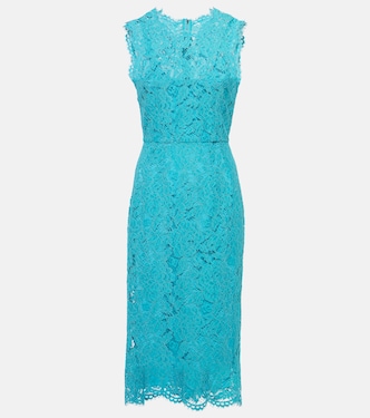 Vestido midi de encaje de mezcla de algodón | Dolce&Gabbana