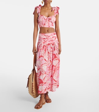 Falda midi Carla plisada estampada | Poupette St Barth