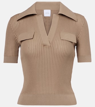 Ribbed-knit cotton polo shirt | Patou