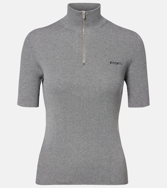 Cotton half-zip sweater | Miu Miu