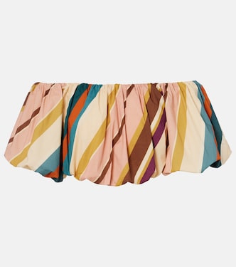 Cropped striped cotton-blend blouse | Adriana Degreas