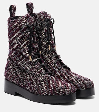 Ben 20 leather-trimmed tweed combat boots | Aquazzura