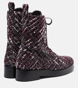 Ben 20 leather-trimmed tweed combat boots | Aquazzura