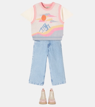 Maria cotton jacquard sweater vest | Wheat